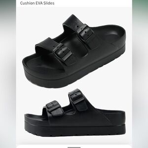 Black Platform Double Buckle Sandals